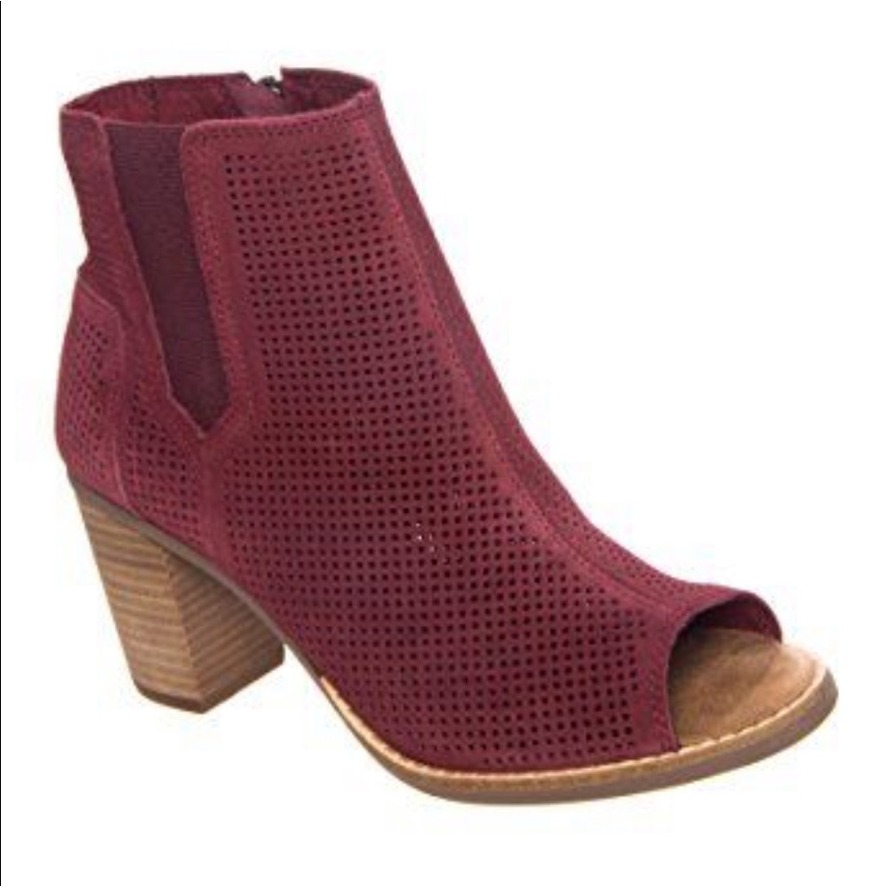 TOMS Majorca Peep Toe Boot; Oxblood